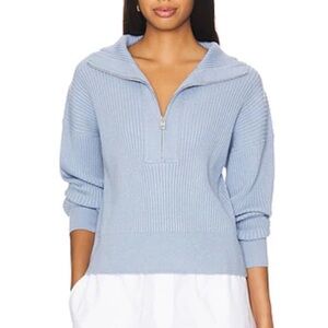 Varley Janie half zip knitted sweater baby blue size XS